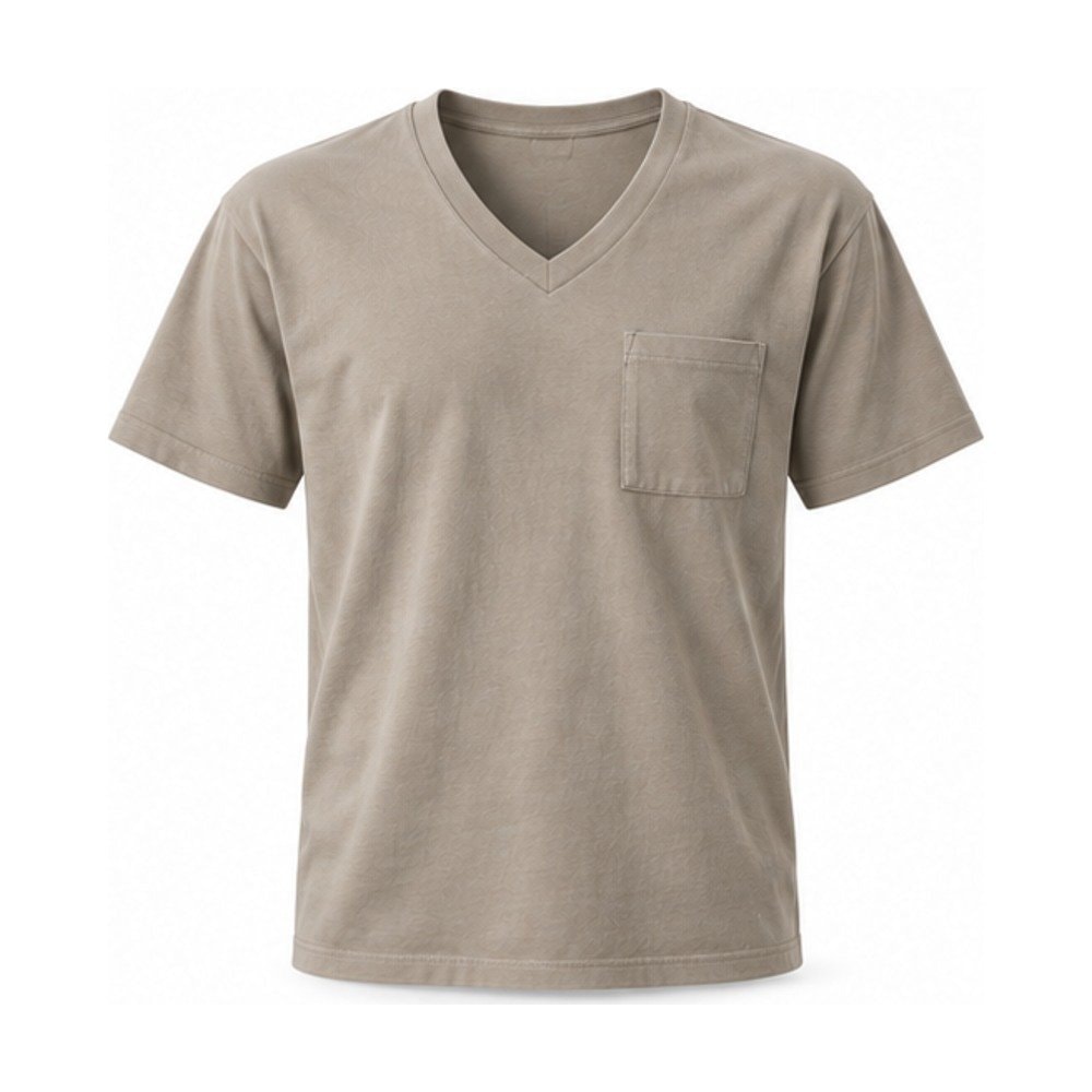 Pocket V-Neck Tee in stone, front view