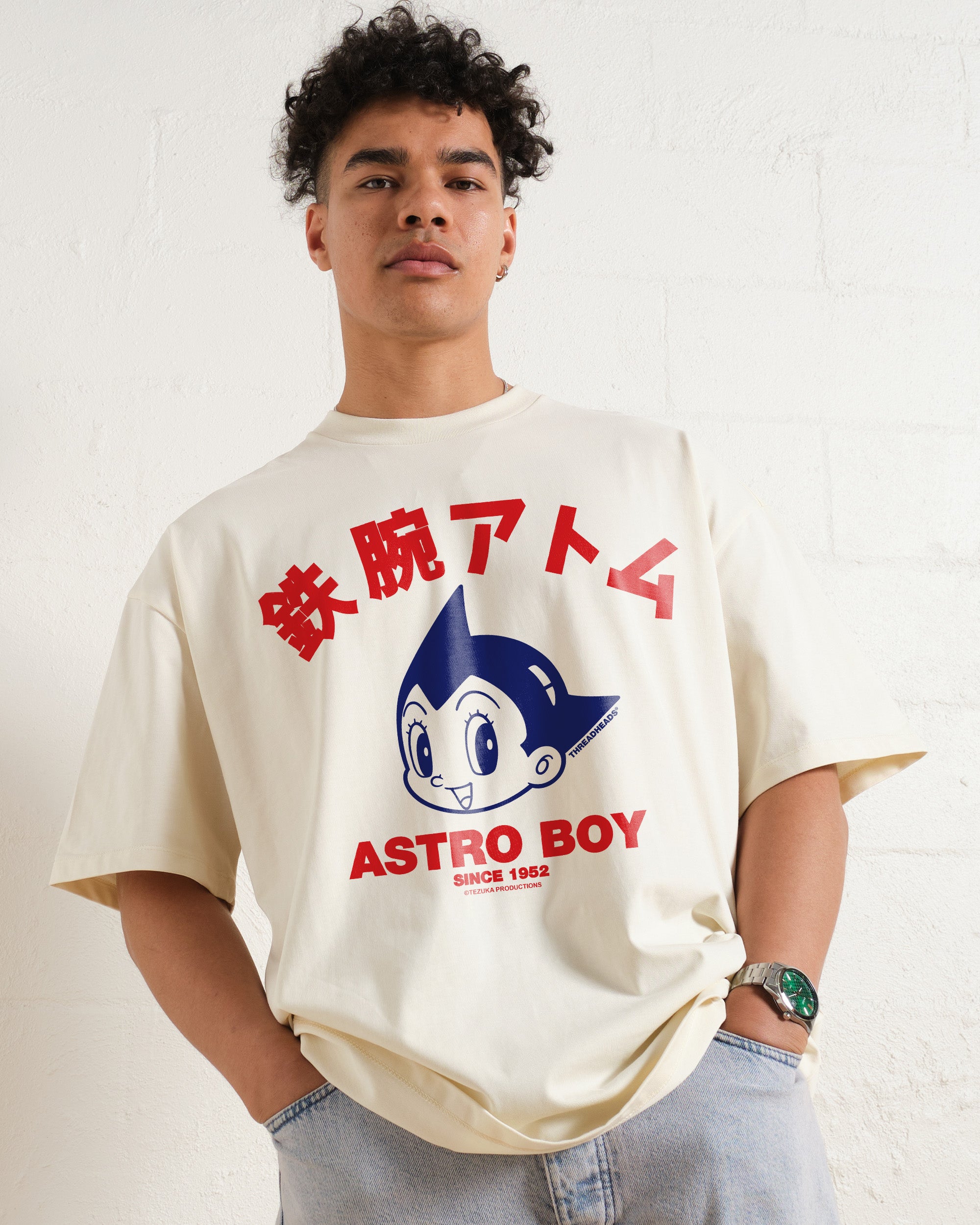 Astro Boy Face Oversized Graphic T-Shirt - Unisex 90s Boxy Fit 100% Combed Cotton