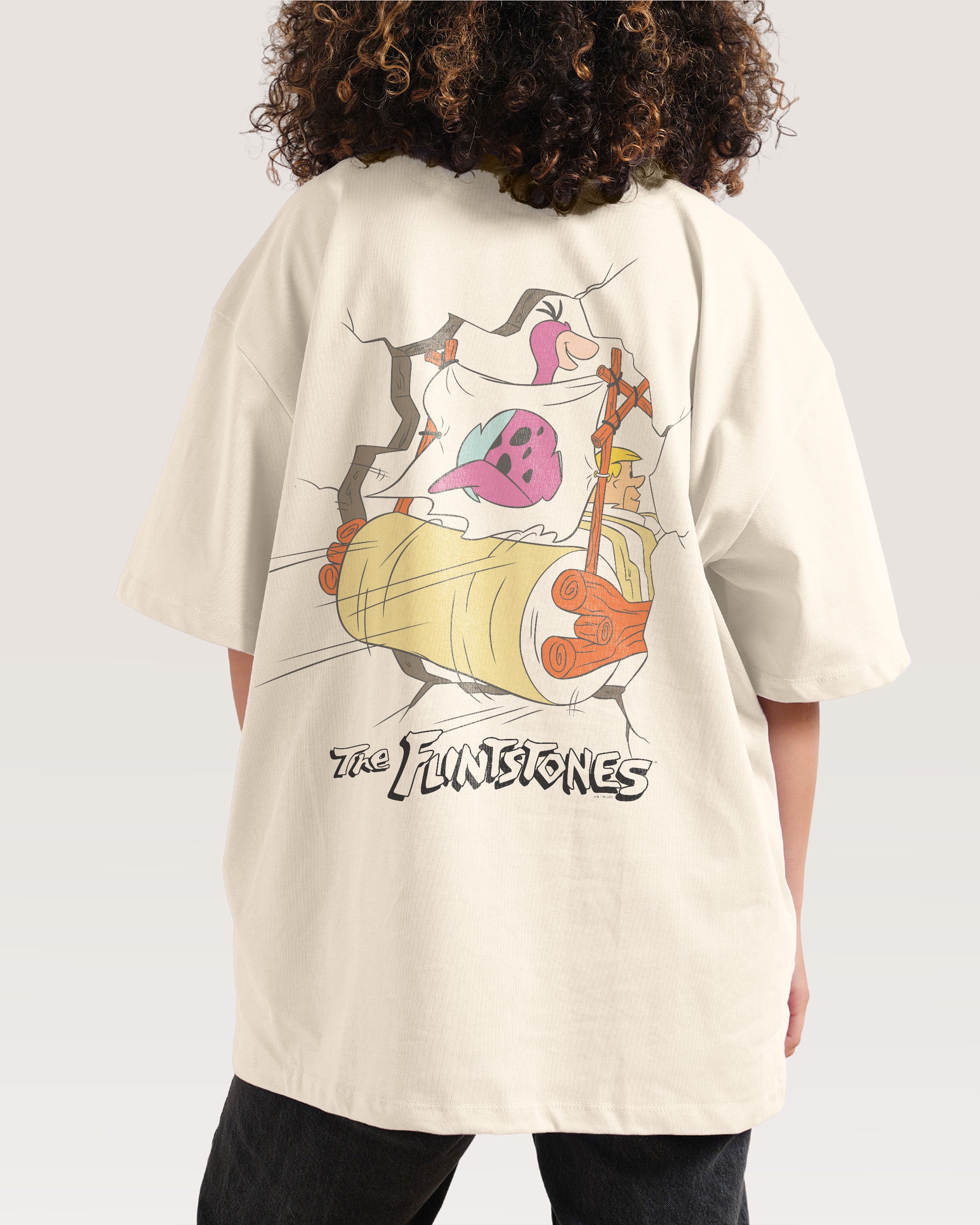 Bedrock Crash Oversized Graphic Tee - The Flintstones Collab Unisex 100% Combed Cotton