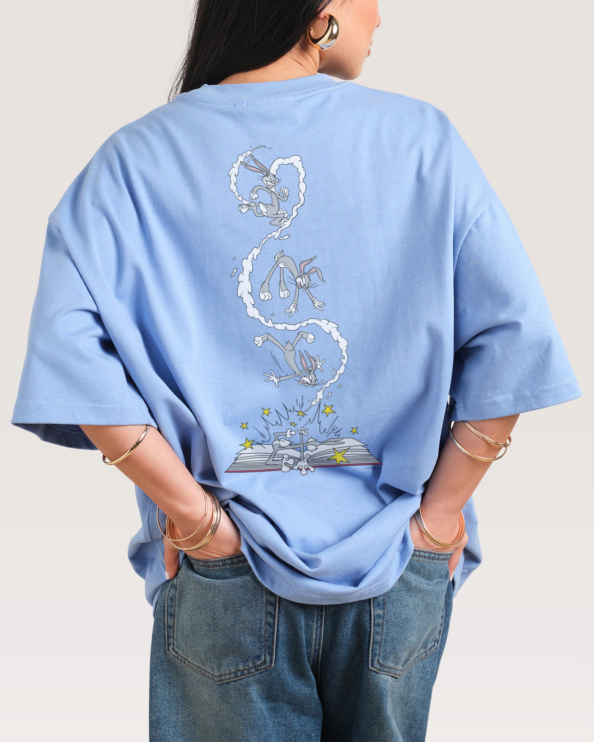 Bugs Bunny Book Crash Oversized T-Shirt - Looney Tunes Graphic Tee Unisex