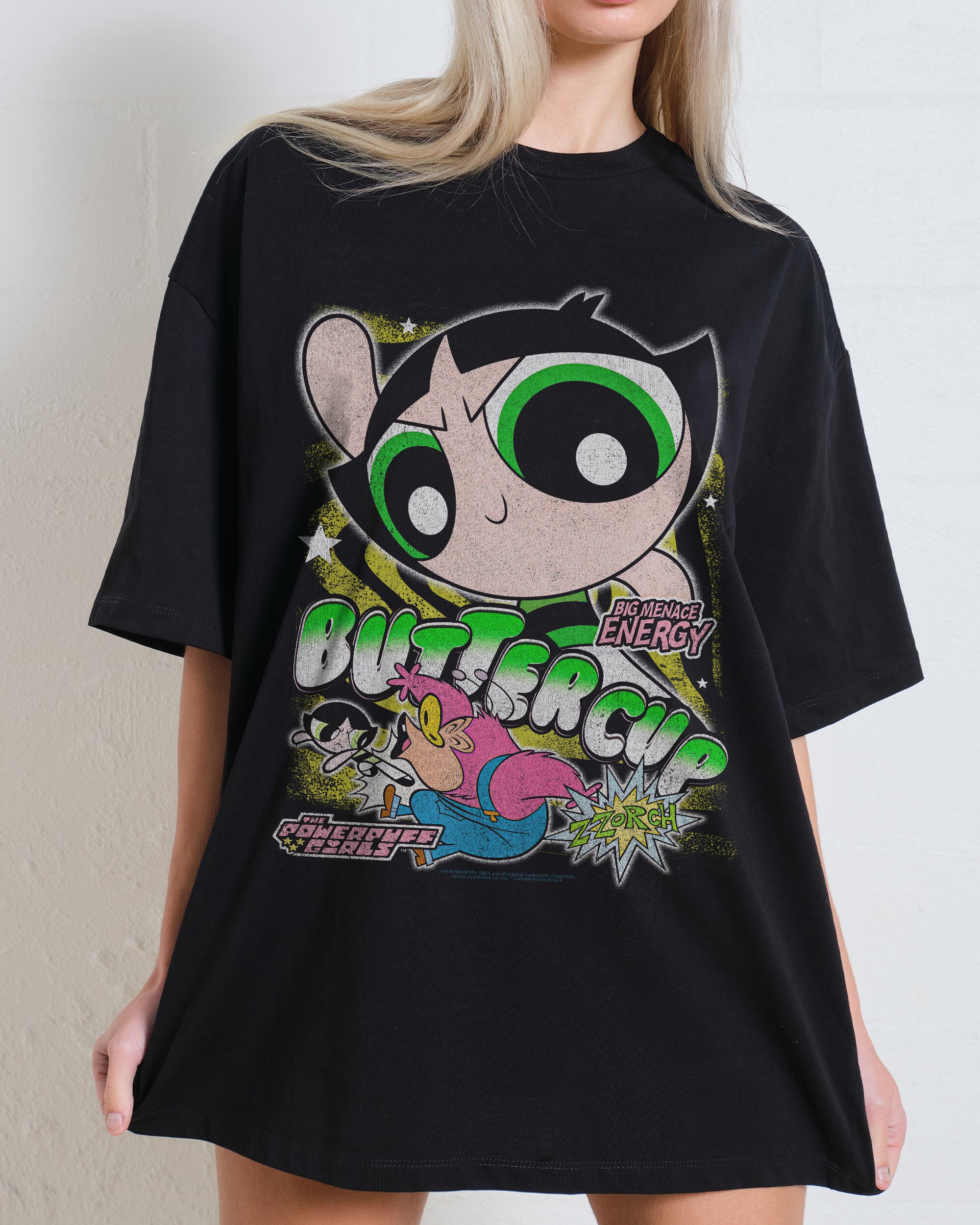 Buttercup Oversized Graphic Tee - The Powerpuff Girls Collab, Unisex 100% Combed Cotton