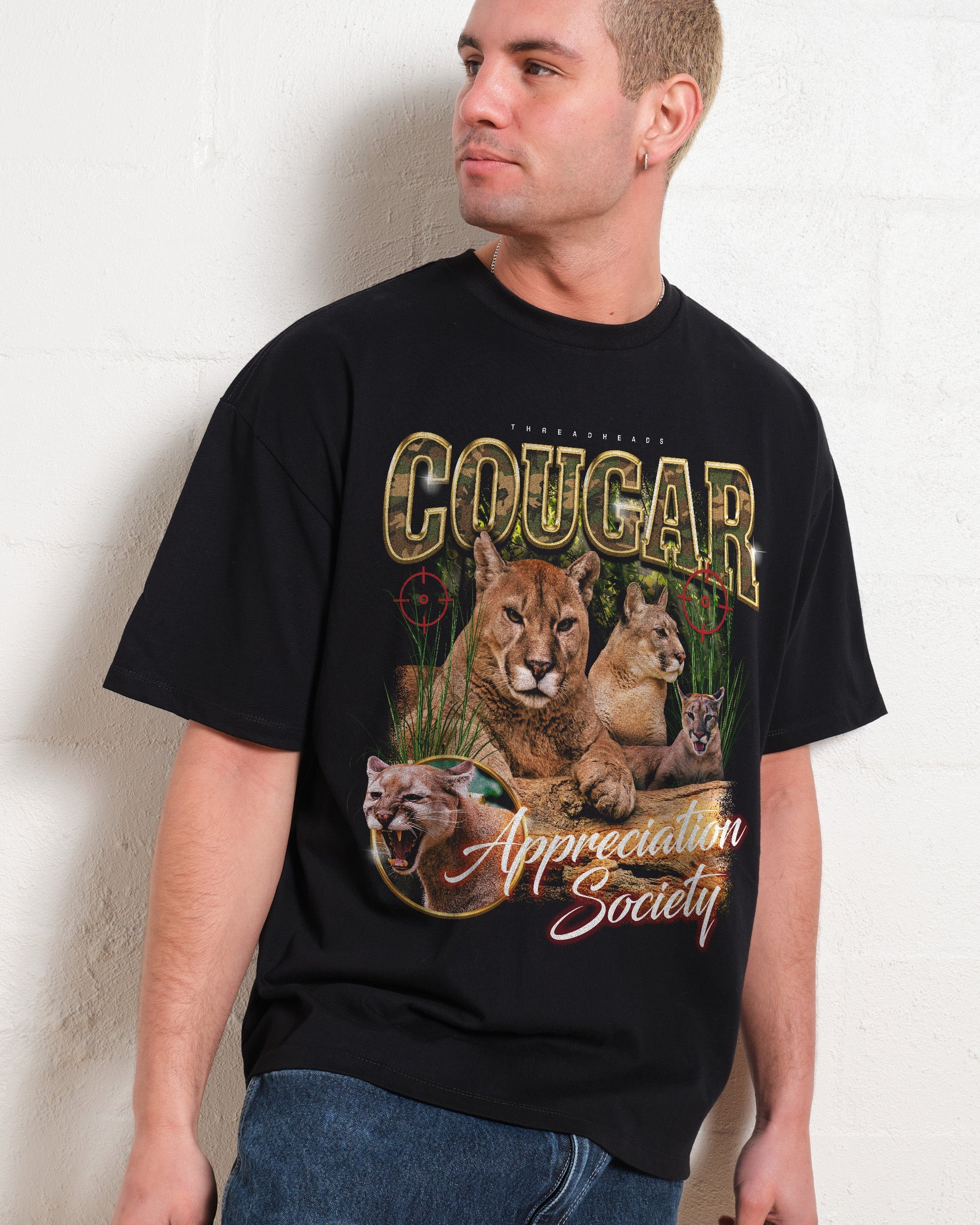 Cougar Appreciation Society Oversized Graphic Tee - Unisex 100% Combed Cotton