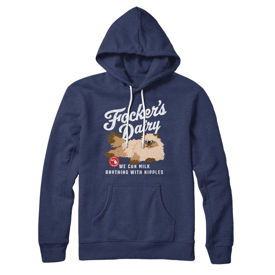 Focker's Dairy Hoodie Unisex Cotton Polyester Pullover with Kangaroo Pocket
