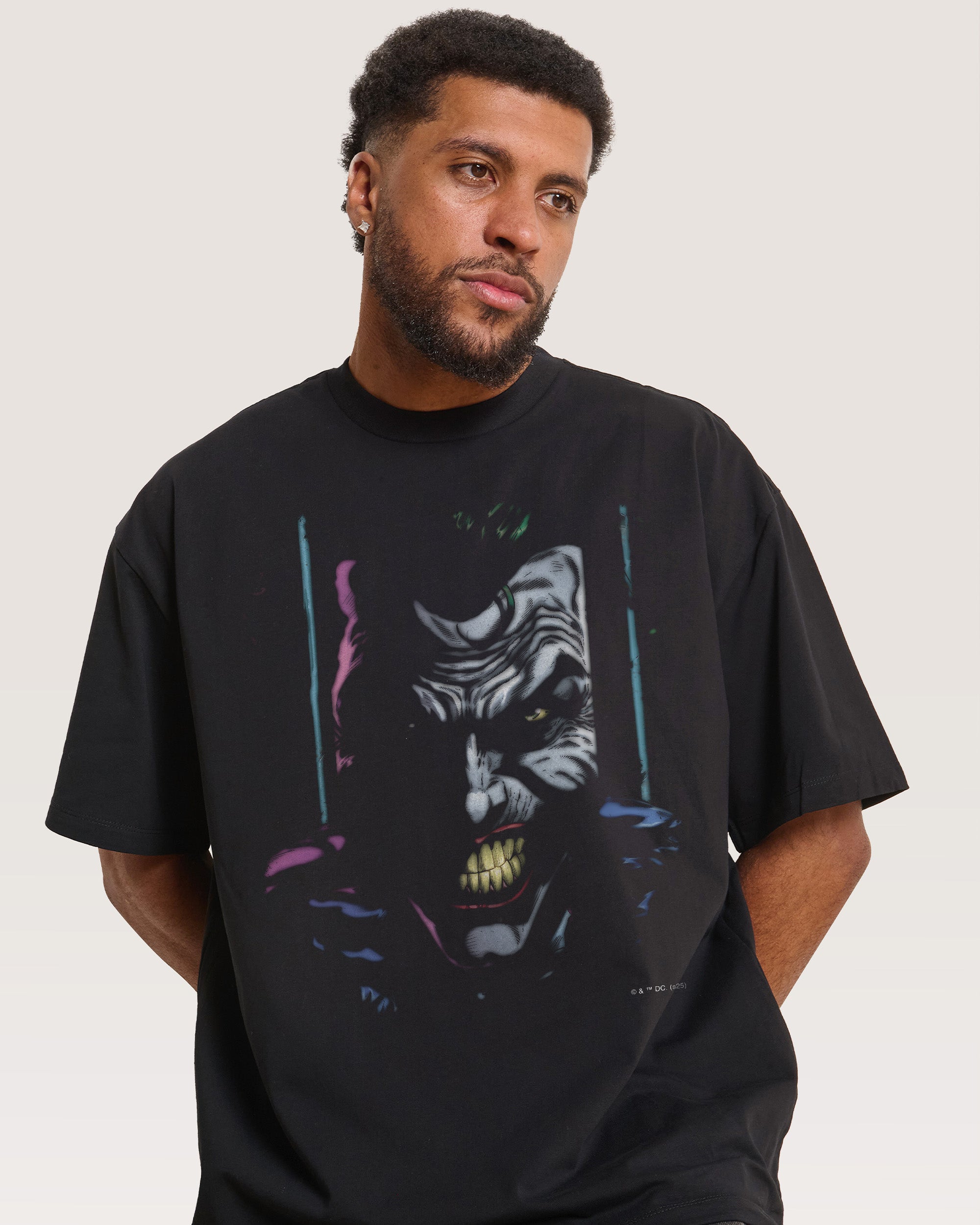 Joker Big Face Oversized T-Shirt - DC Official Unisex Graphic Tee 100% Combed Cotton