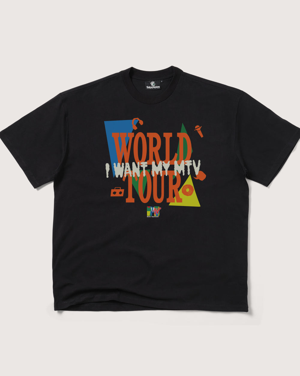 MTV World Tour Oversized Graphic T-Shirt - Unisex 90s Boxy Fit 100% Combed Cotton