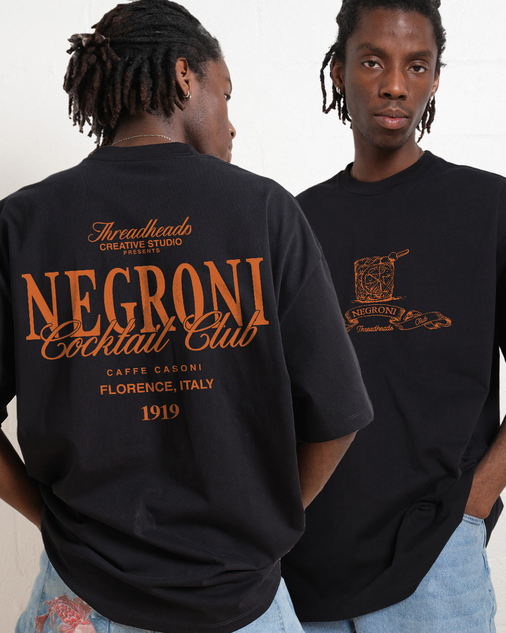 Negroni Cocktail Club Oversized Graphic Tee - Unisex 90s Boxy Fit 100% Combed Cotton
