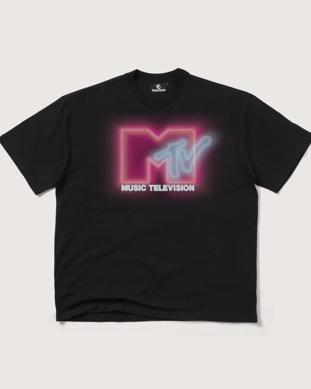 Neon MTV Logo Oversized Tee - 90s Graphic T-Shirt, Heavyweight 100% Combed Cotton, Unisex