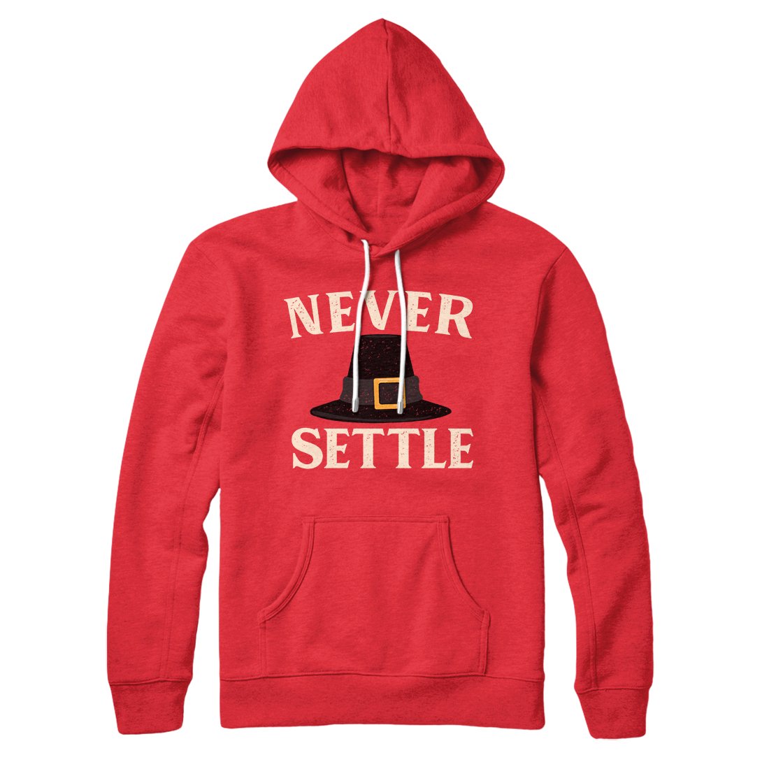 Never Settle Pullover Hoodie - Unisex Cotton Polyester Loose Fit with Hood and Kangaroo Pocket
