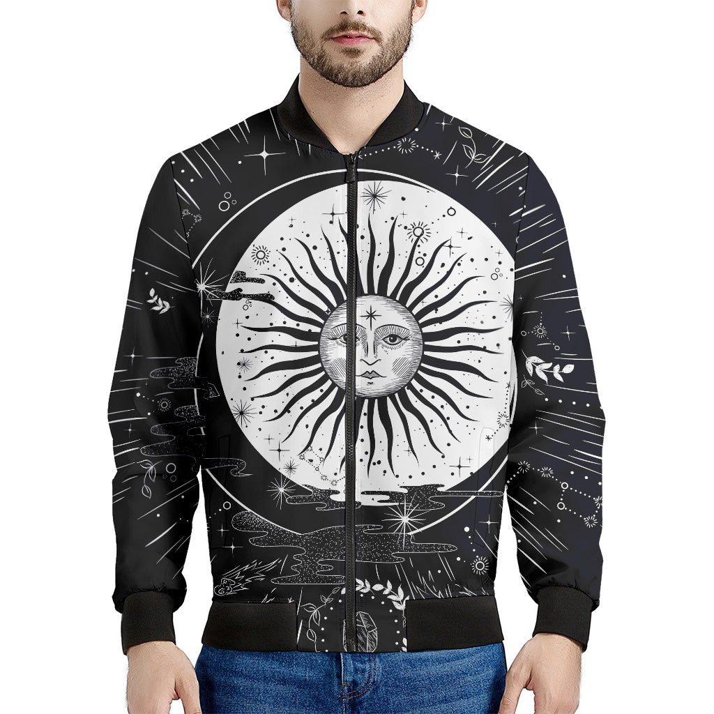 Vintage Celestial Sun Print Men's Bomber Jacket