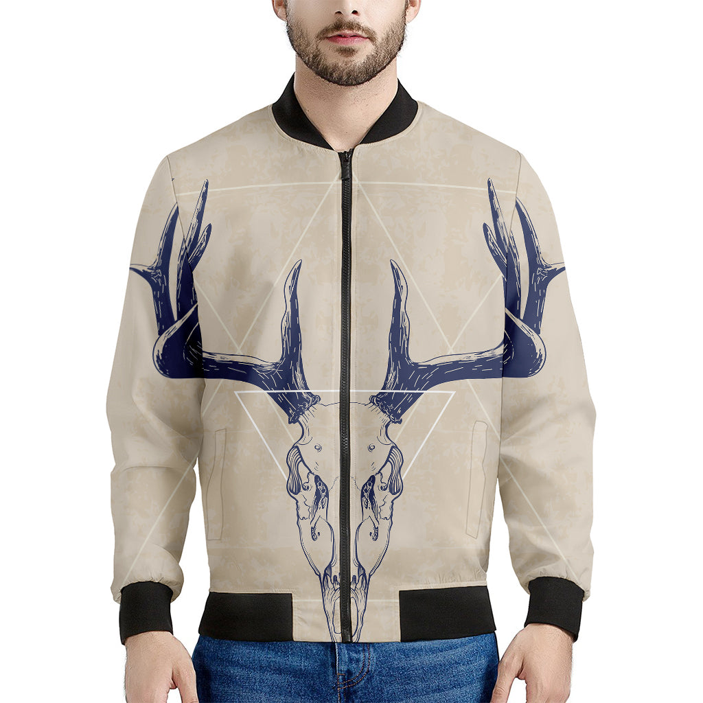 Vintage Deer Skull Print Men's Bomber Jacket