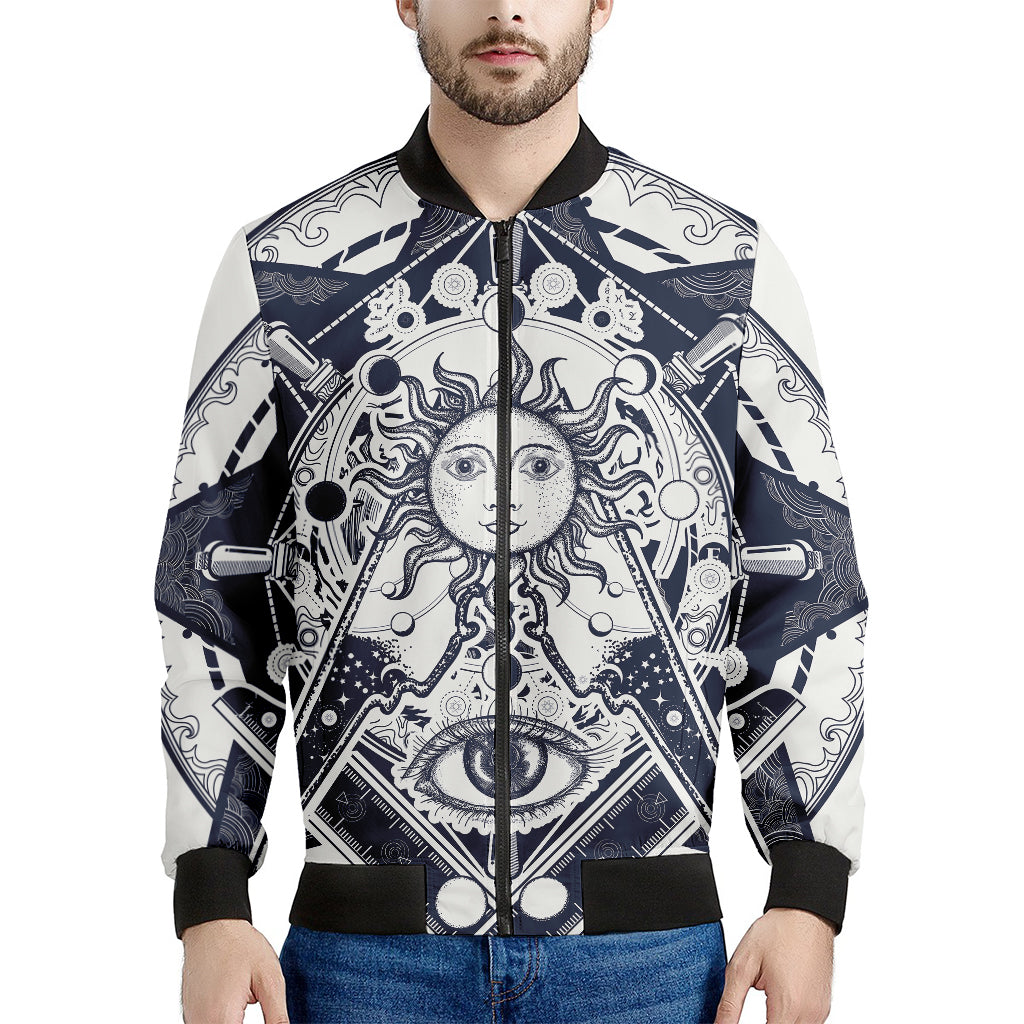 Vintage Masonic Freemasonry Print Men's Bomber Jacket