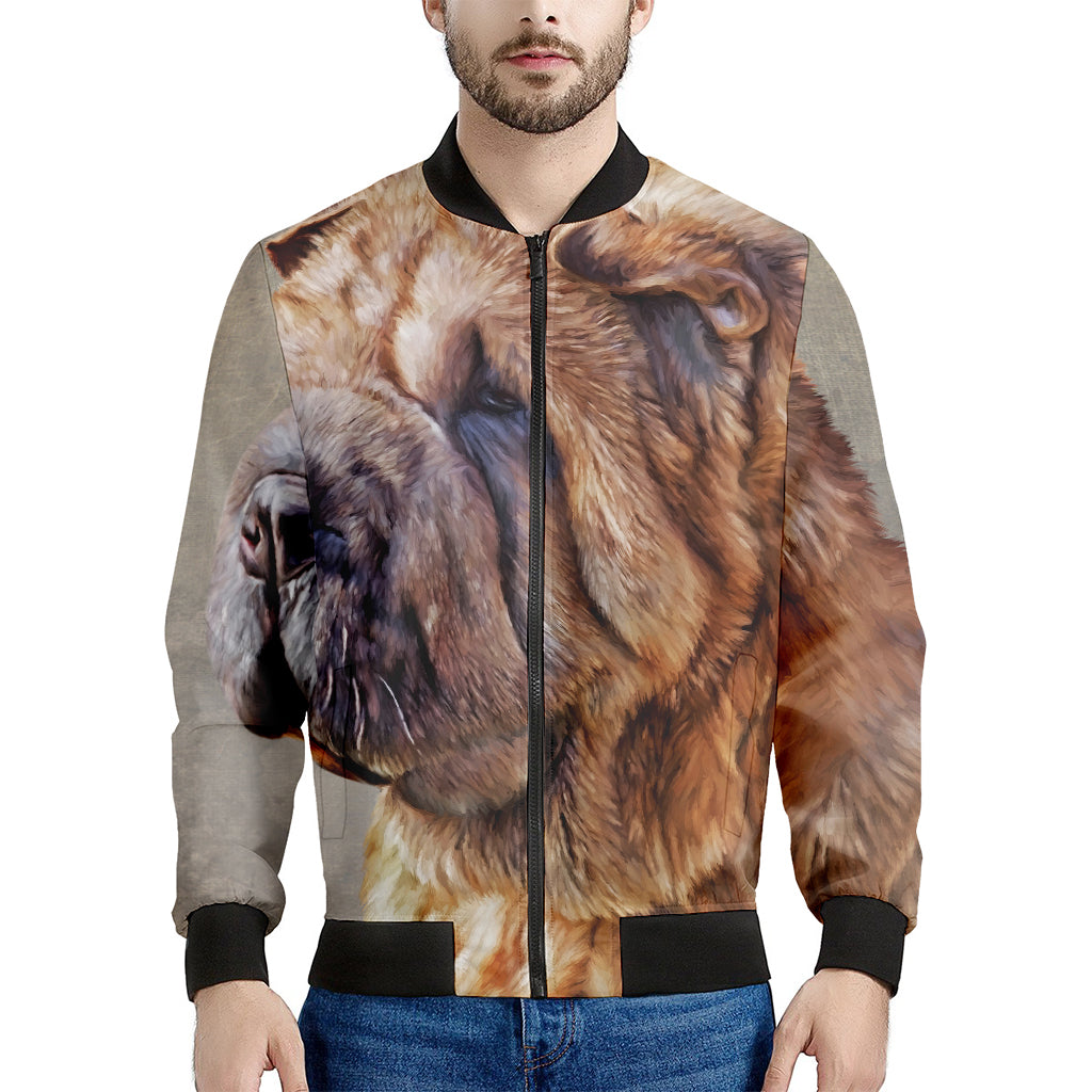 Vintage Shar Pei Print Men's Bomber Jacket