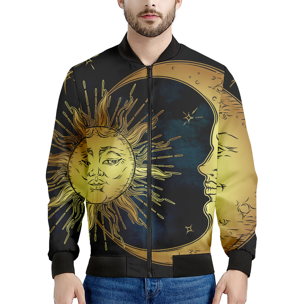 Vintage Sun And Moon Print Men's Bomber Jacket