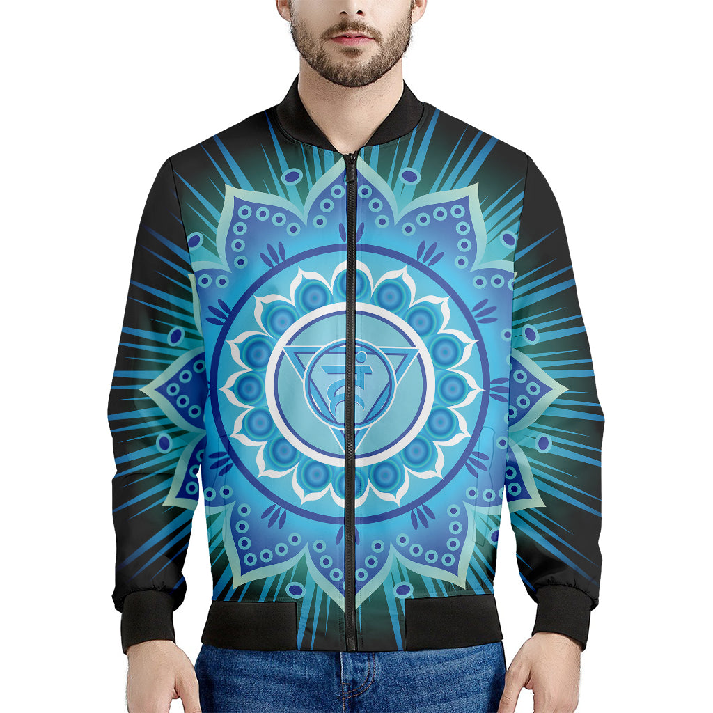 Vishuddha Chakra Mandala Print Men's Bomber Jacket