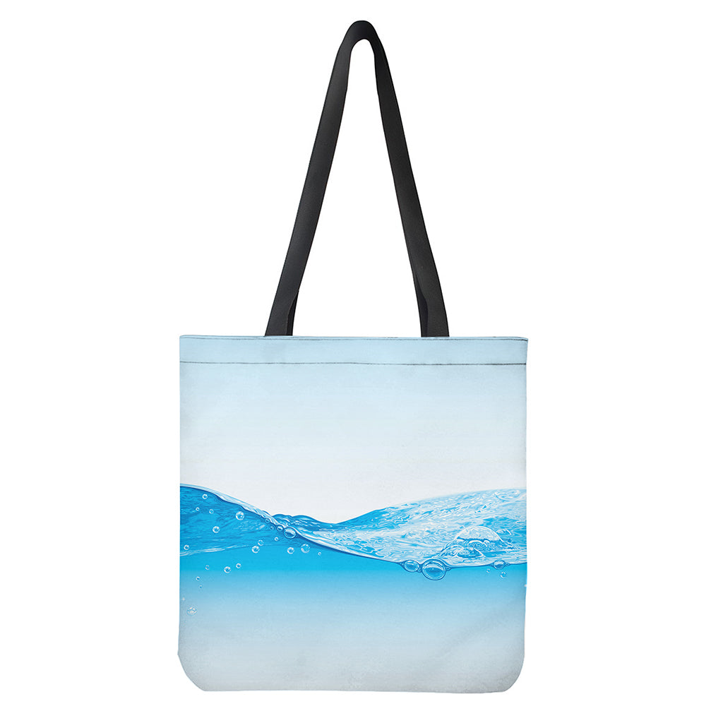 Water Wave Print Tote Bag - Polyester Double-Sided Print Lightweight Shoulder Carry