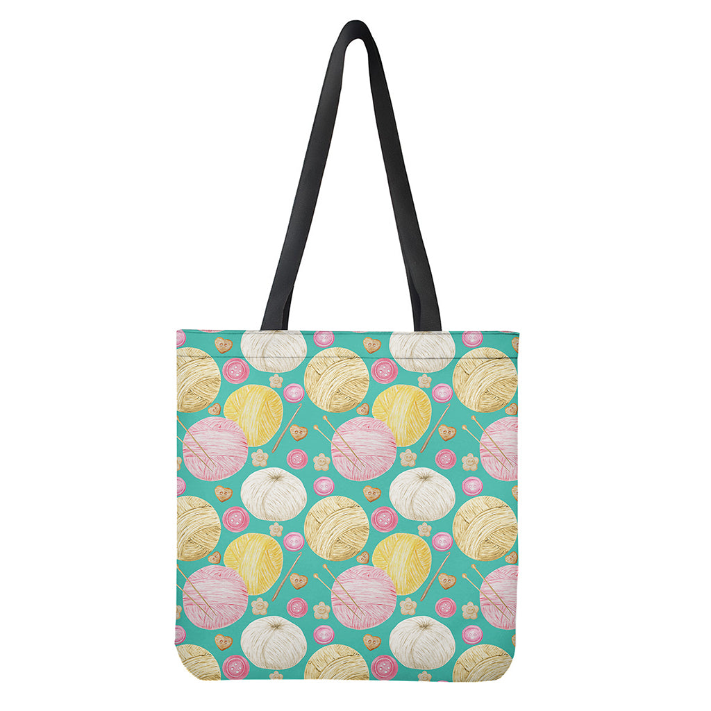 Watercolor Yarn Pattern Print Tote Bag - Polyester Double-Sided Shoulder Carry