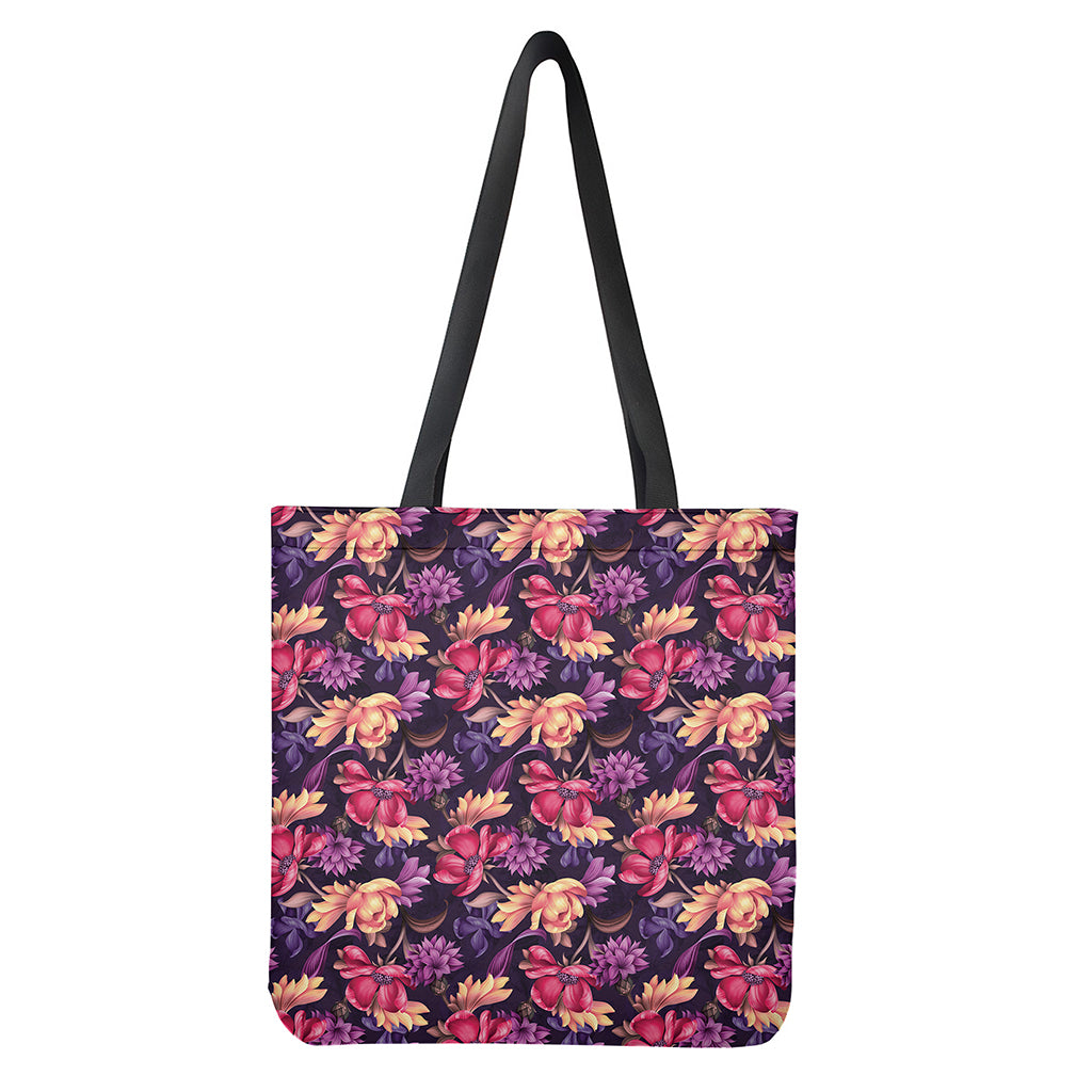 Wild Flower Print Tote Bag - Polyester Double-Sided Print Shoulder Carry