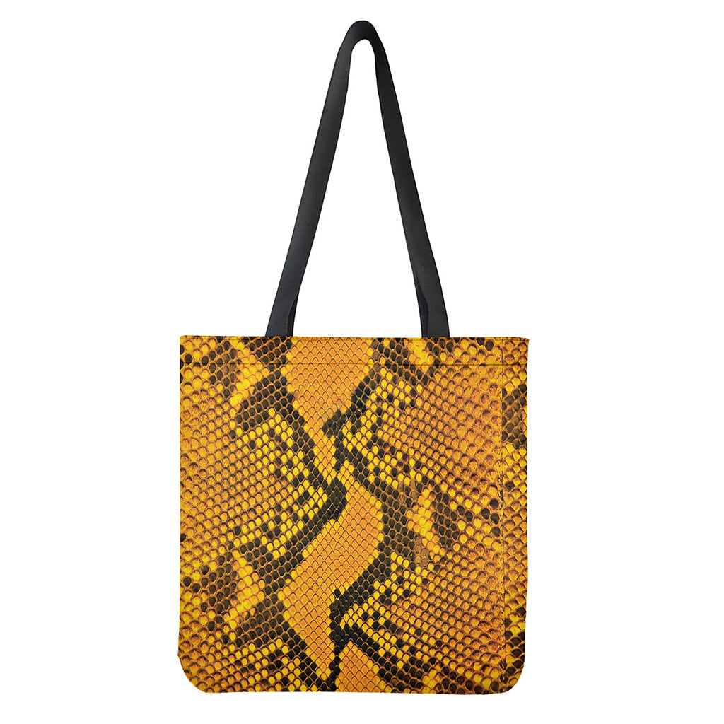 Yellow and Black Snakeskin Print Tote Bag - Polyester Double-Sided Shoulder Bag