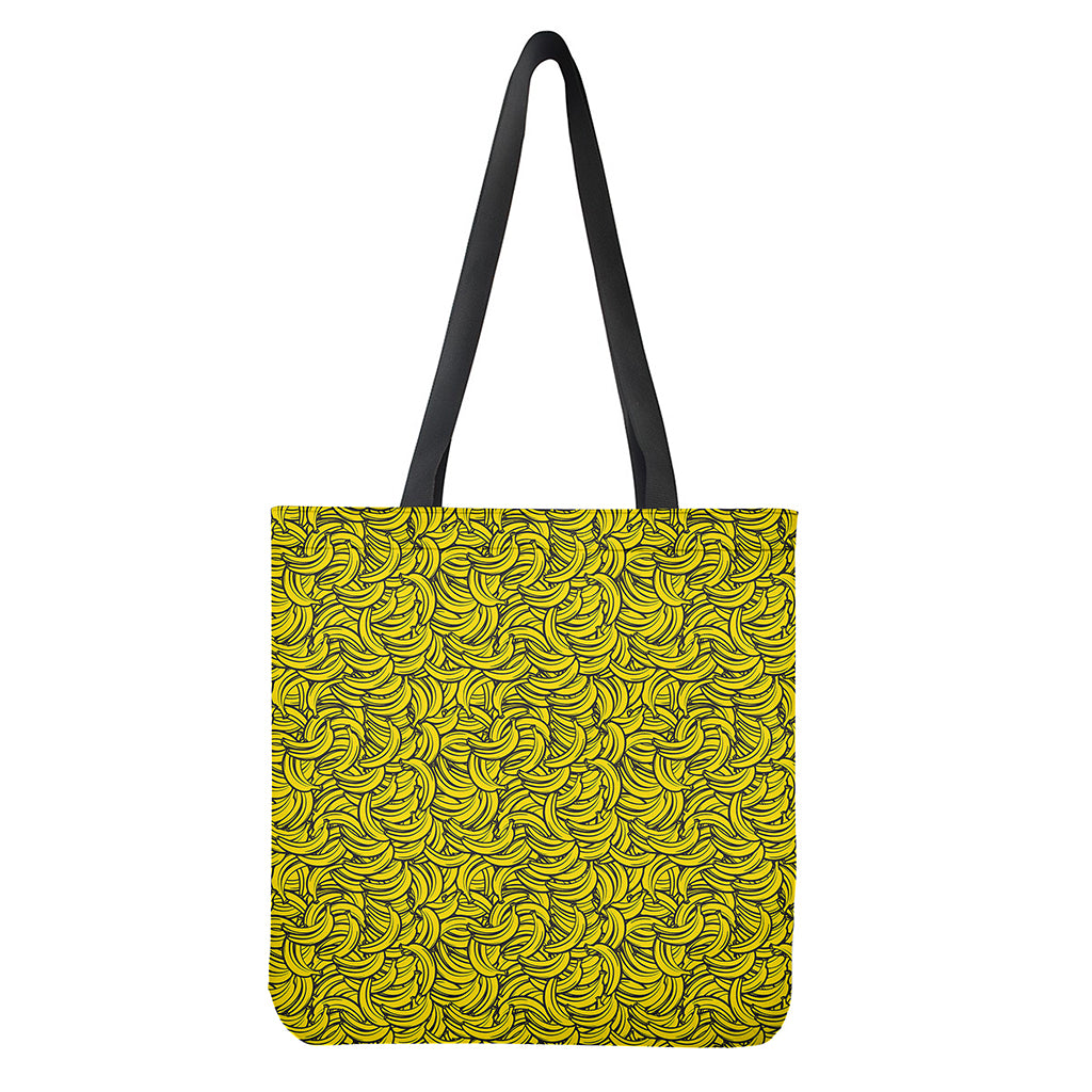 Yellow Banana Pattern Print Tote Bag - Polyester Lightweight Double-Sided Shoulder Straps