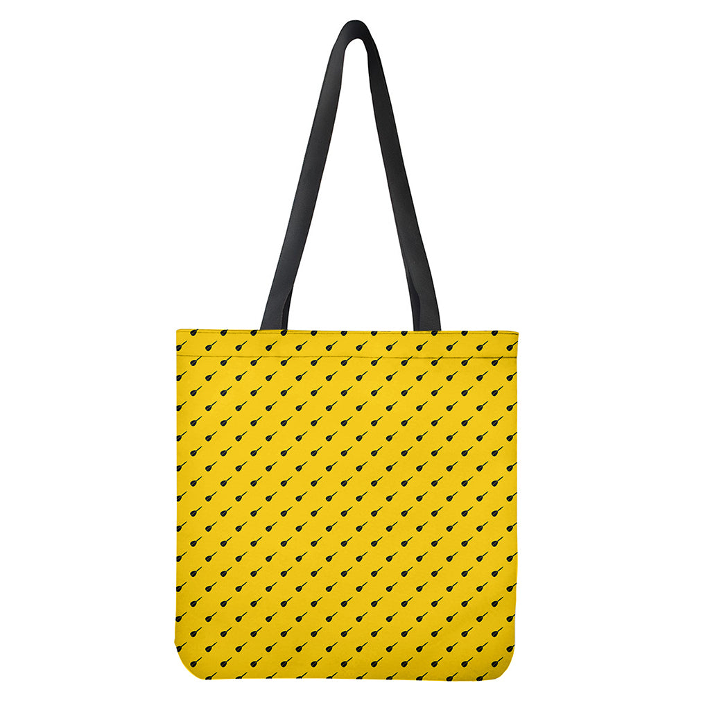 Yellow Black Dart Pattern Print Polyester Tote Bag Double-Sided Lightweight Shoulder