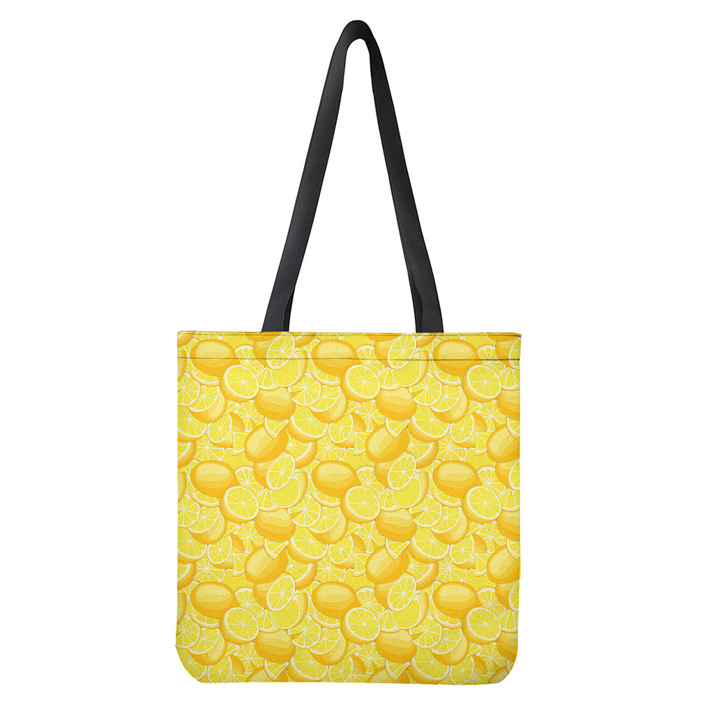 Yellow Lemon Pattern Print Tote Bag - Polyester Double-Sided Print Shoulder Bag