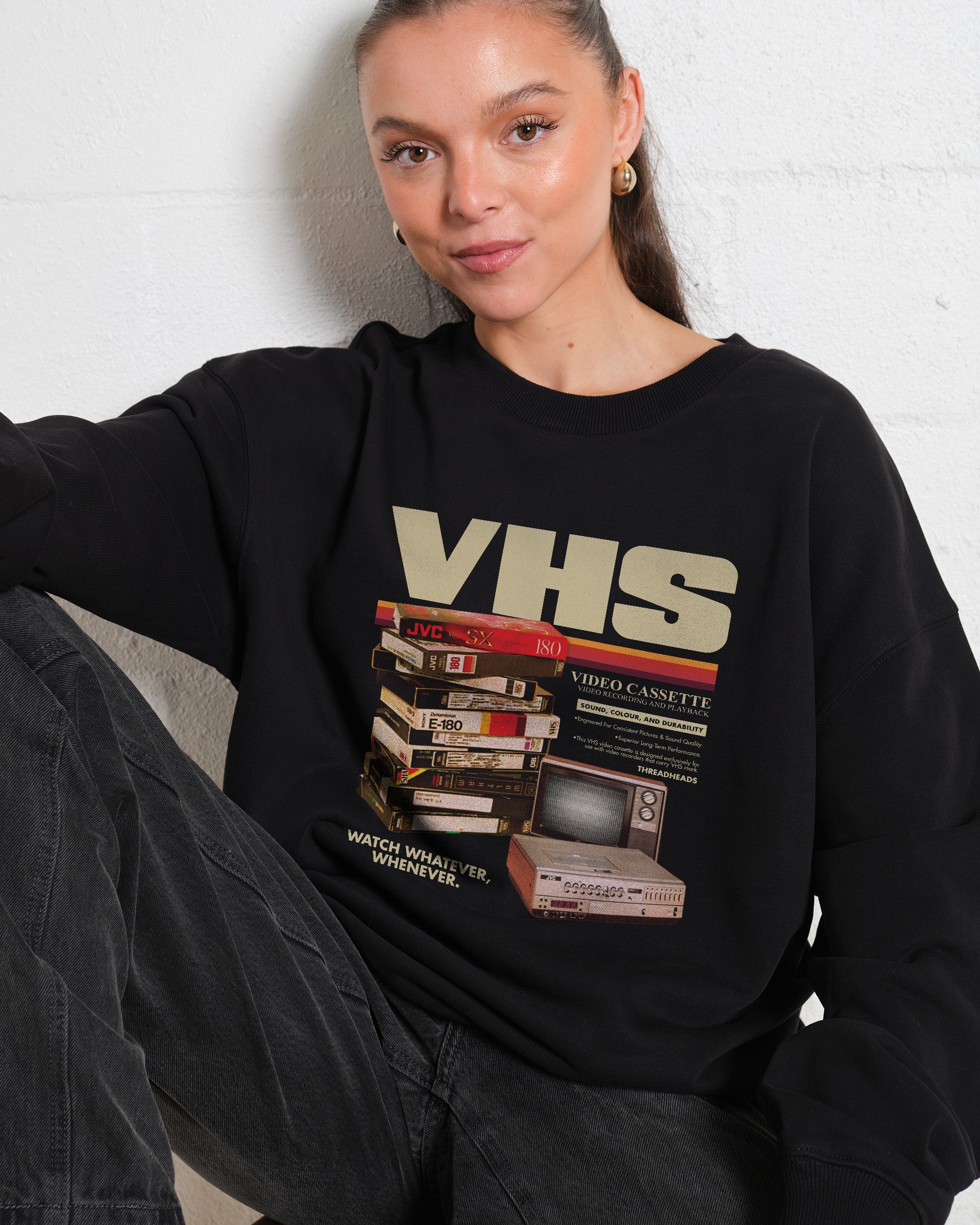Vintage VHS Tapes Unisex Sweatshirt - Premium 80% Cotton 340gsm Graphic Print