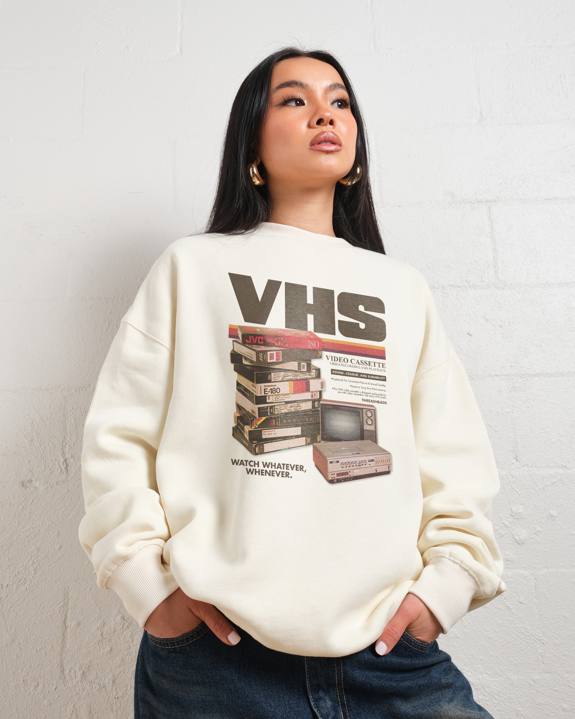 Vintage VHS Tapes Unisex Sweatshirt - Premium 80% Cotton 340gsm Graphic Print