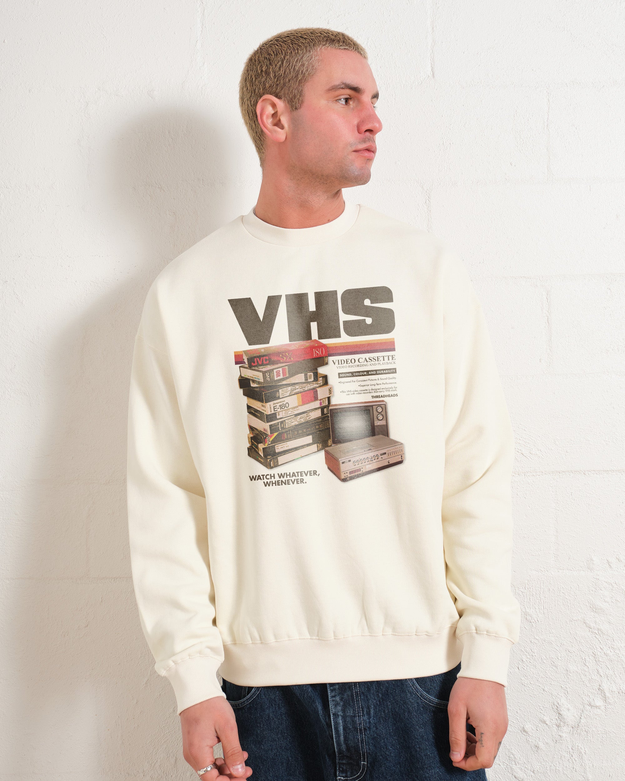 Vintage VHS Tapes Unisex Sweatshirt - Premium 80% Cotton 340gsm Graphic Print