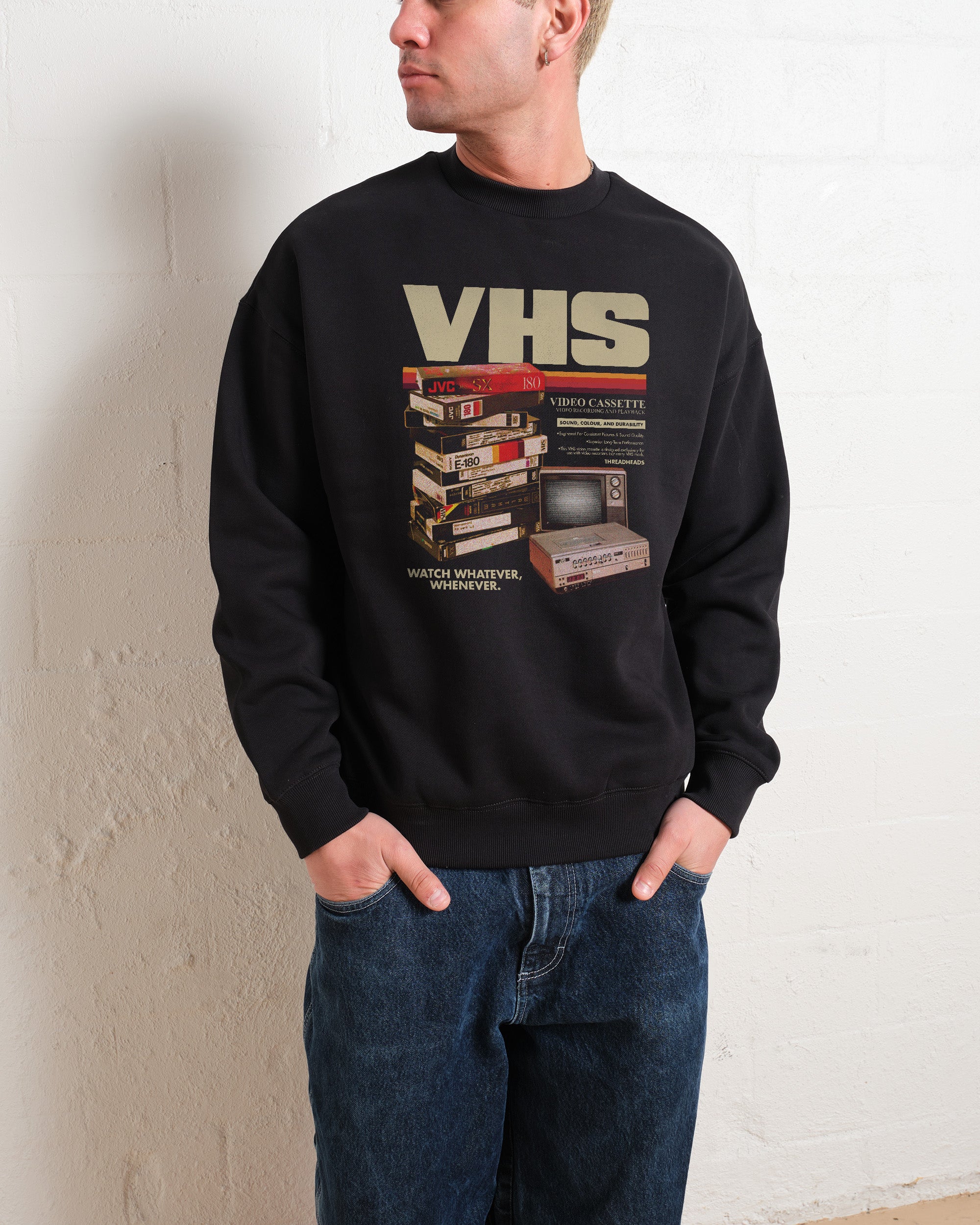 Vintage VHS Tapes Unisex Sweatshirt - Premium 80% Cotton 340gsm Graphic Print