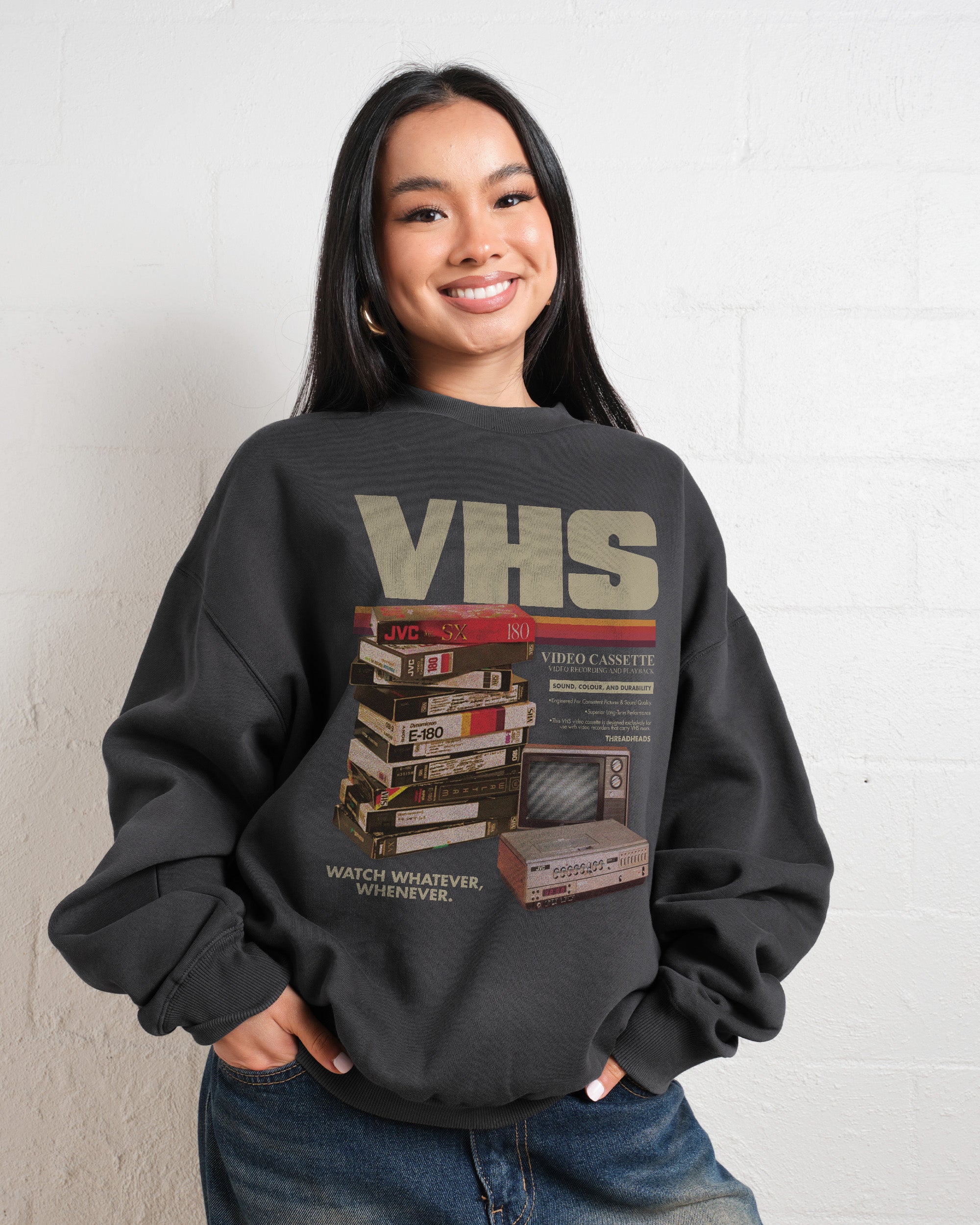 Vintage VHS Tapes Unisex Sweatshirt - Premium 80% Cotton 340gsm Graphic Print