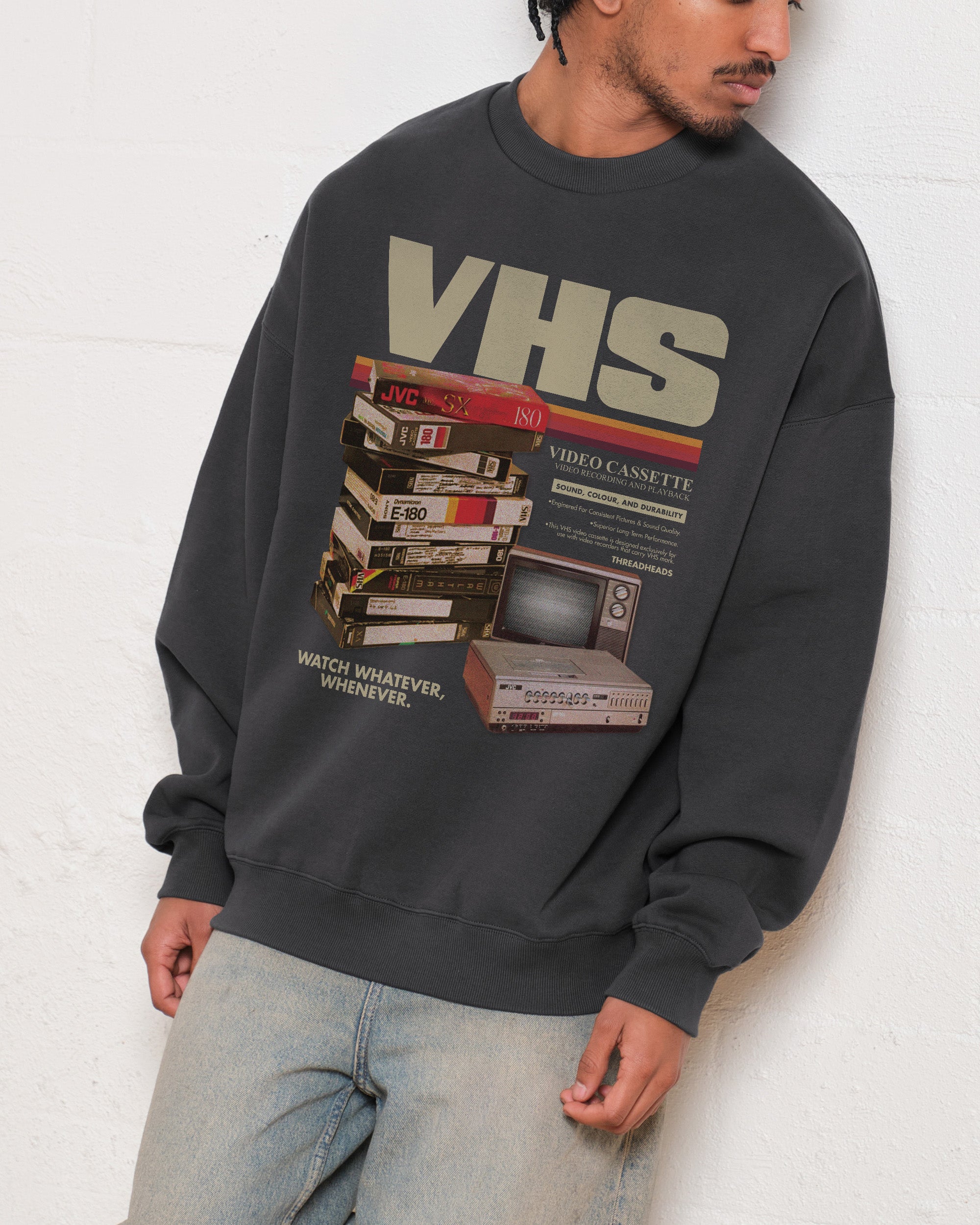 Vintage VHS Tapes Unisex Sweatshirt - Premium 80% Cotton 340gsm Graphic Print